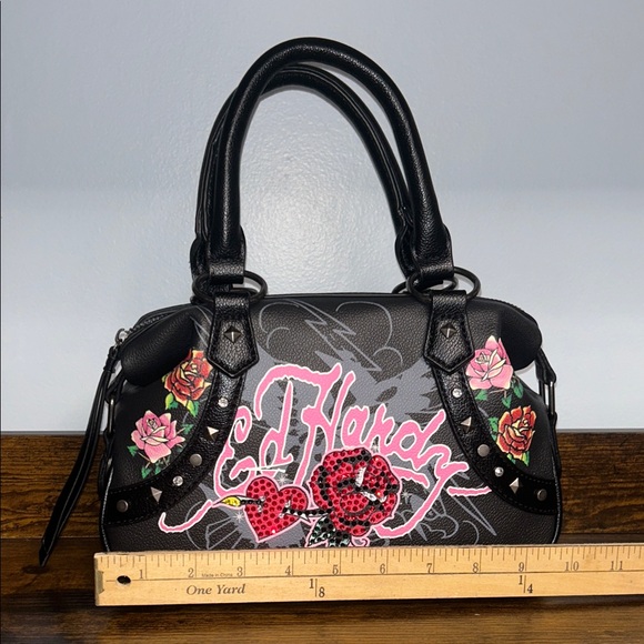 Ed Hardy Black and Pink Floral Satchel - Picture 8 of 11